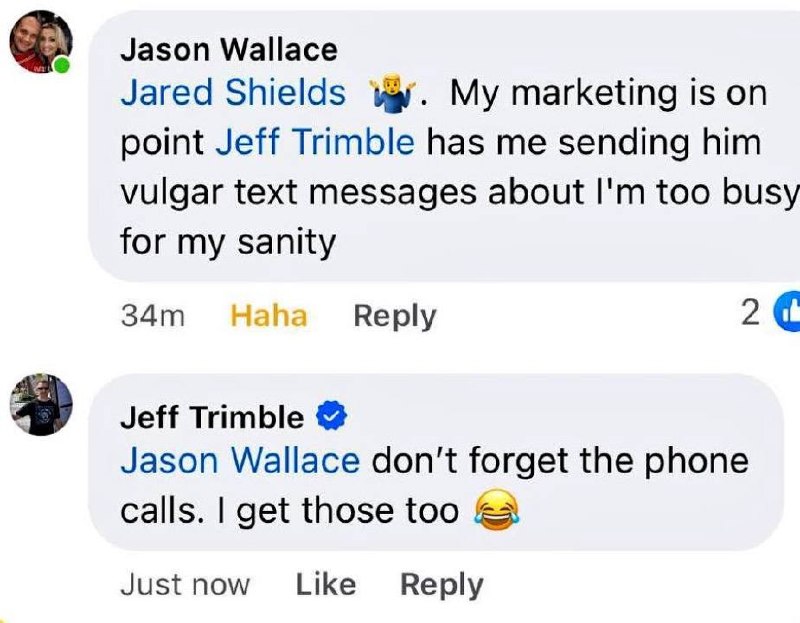 Facebook exchange between Jason Wallace and Jeff Trimble